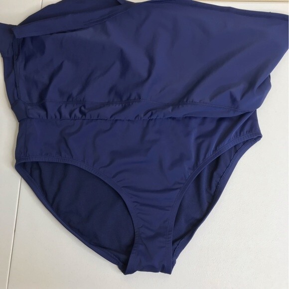 Jantzen Swim Skirt Bottom Attached Briefs Bathing Suit Navy Blue Womens Size 16W - Picture 4 of 12